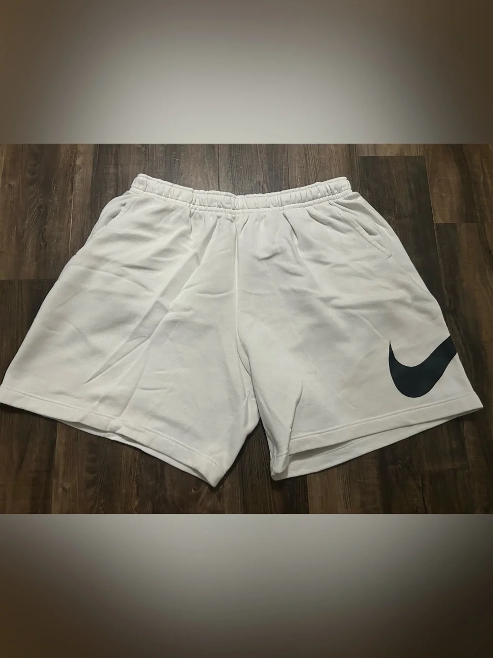 Nike Big Swoosh Club Fleece Shorts White Black Logo Men 3XL Cotton Sporty Gym